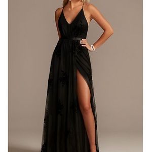 David’s Bridal Flocked Tulle Low-Back Bridesmaid Dress